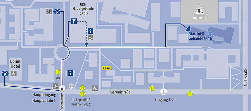 Lageplan der Martini Klinik auf dem UKE Campus